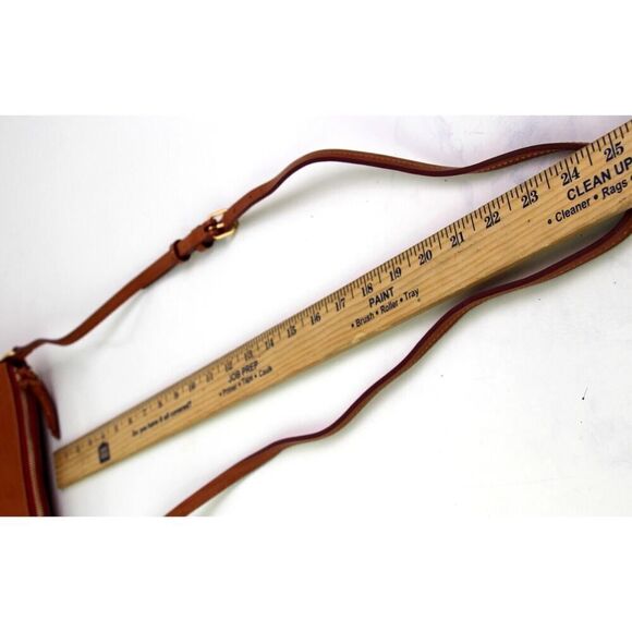 Dooney & Bourke TAN BROWN REAL LEATHER LOGO XBODY SHOULDER BAG MESSENGER HANDBAG - Picture 16 of 16